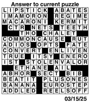 Answers to Previous Crossword