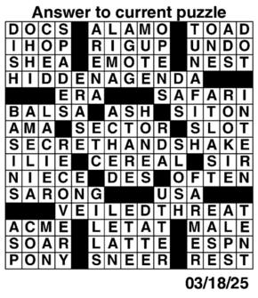 Answers to Previous Crossword