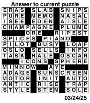 Answers to Previous Crossword