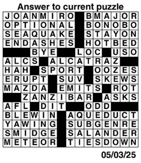 Answers to Previous Crossword
