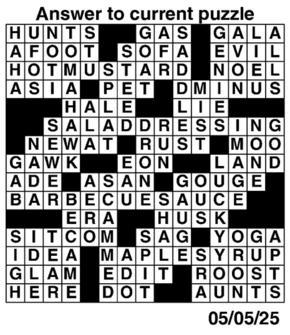 Answers to Previous Crossword
