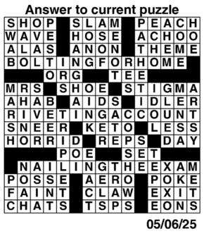 Answers to Previous Crossword