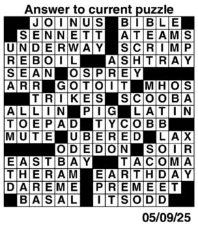 Answers to Previous Crossword