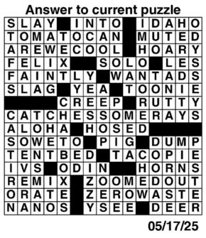 Answers to Previous Crossword