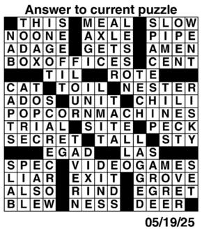 Answers to Previous Crossword