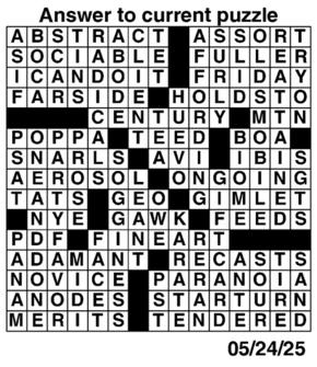 Answers to Previous Crossword