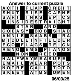 Answers to Previous Crossword