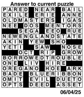 Answers to Previous Crossword