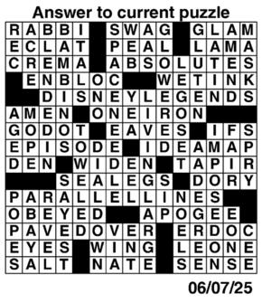 Answers to Previous Crossword