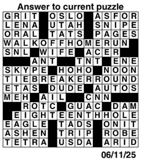 Answers to Previous Crossword