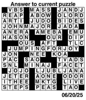 Answers to Previous Crossword
