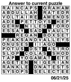 Answers to Previous Crossword