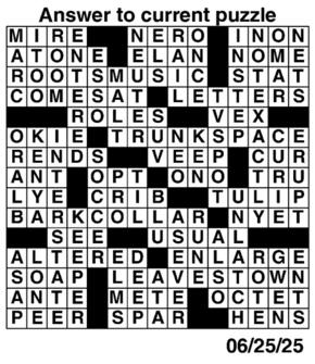 Answers to Previous Crossword
