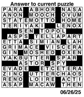 Answers to Previous Crossword