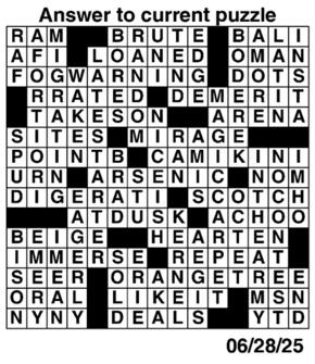 Answers to Previous Crossword