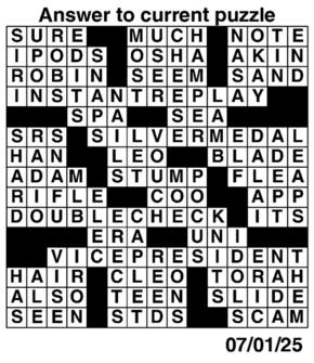 Answers to Previous Crossword