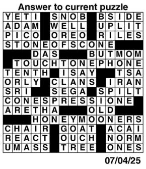 Answers to Previous Crossword