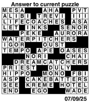 Answers to Previous Crossword