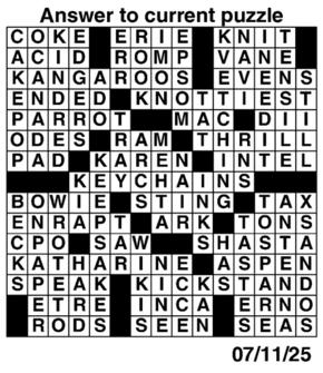Answers to Previous Crossword