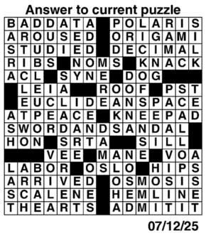 Answers to Previous Crossword