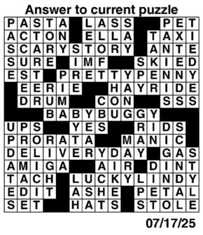 Answers to Previous Crossword