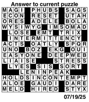 Answers to Previous Crossword