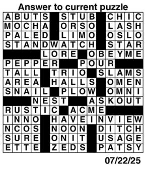 Answers to Previous Crossword