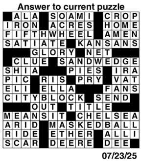 Answers to Previous Crossword