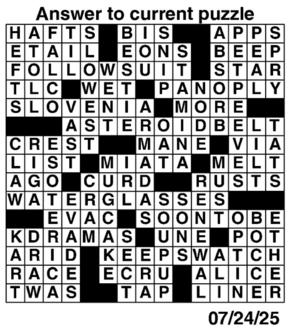 Answers to Previous Crossword