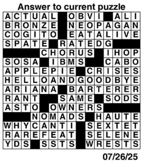 Answers to Previous Crossword