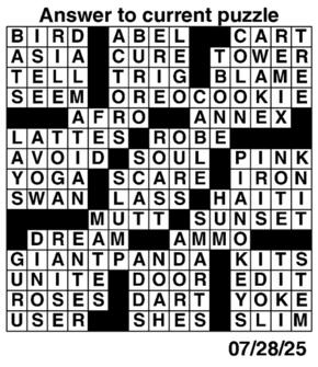 Answers to Previous Crossword