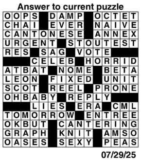 Answers to Previous Crossword