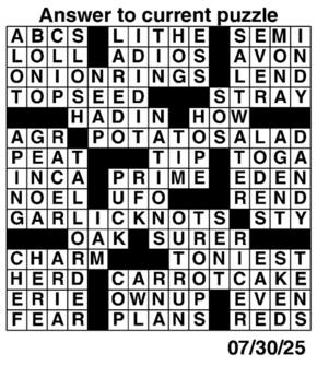 Answers to Previous Crossword