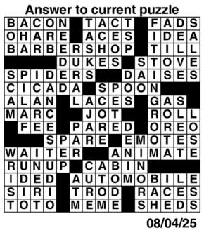 Answers to Previous Crossword