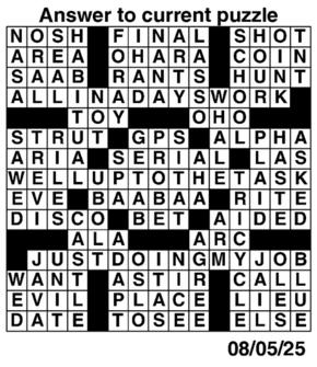 Answers to Previous Crossword