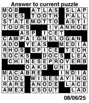 Answers to Previous Crossword