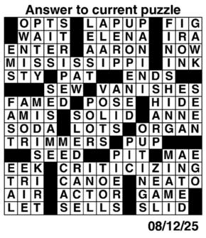 Answers to Previous Crossword
