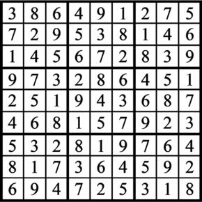 Answers to Previous Sudoku Puzzle