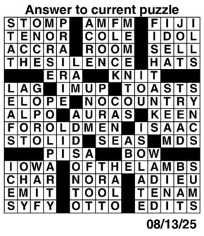 Answers to Previous Crossword