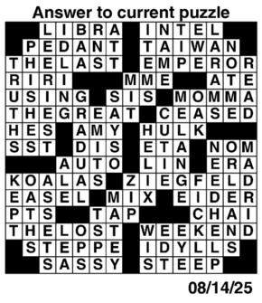 Answers to Previous Crossword