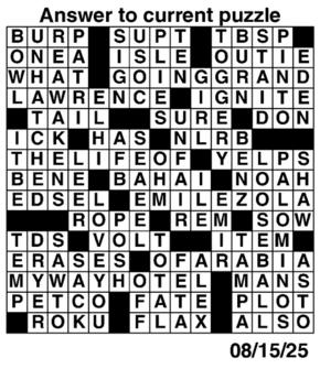 Answers to Previous Crossword