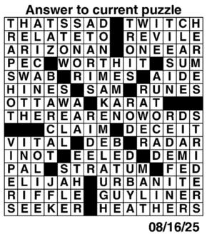 Answers to Previous Crossword