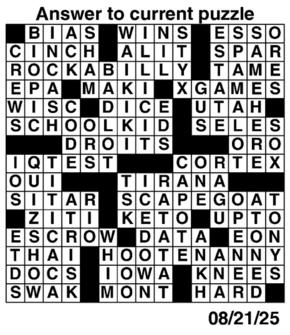 Answers to Previous Crossword