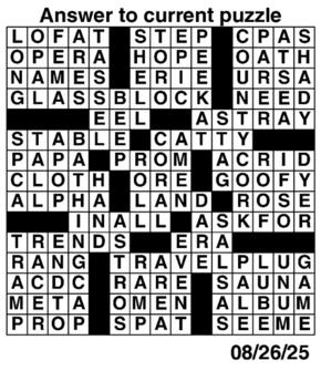 Answers to Previous Crossword