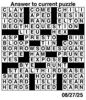 Answers to Previous Crossword