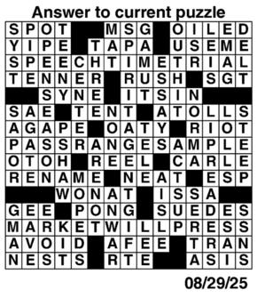 Answers to Previous Crossword