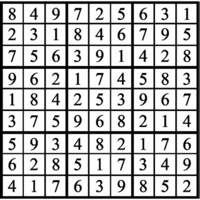 Answers to Previous Sudoku Puzzle