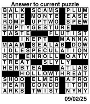 Answers to Previous Crossword