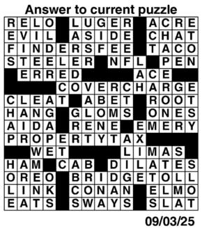 Answers to Previous Crossword