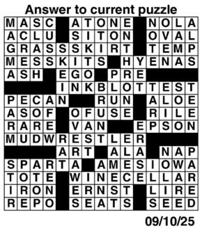 Answers to Previous Crossword